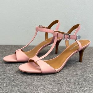 Coach Pink Melodie Leather Strappy Heel Shoes Ankle Strap Buckle 8.5 Party